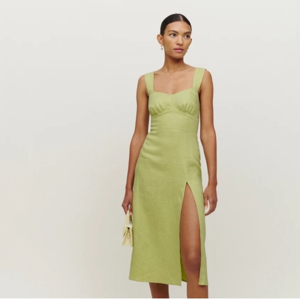 Reformation Green Sleeveless Midi Sundress